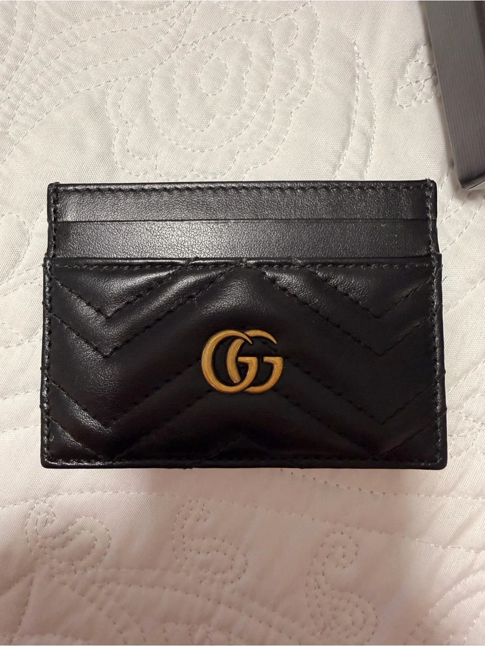 Gucci Black Quilted Leather Card Case with Gold Double G - Picture 3 of 5